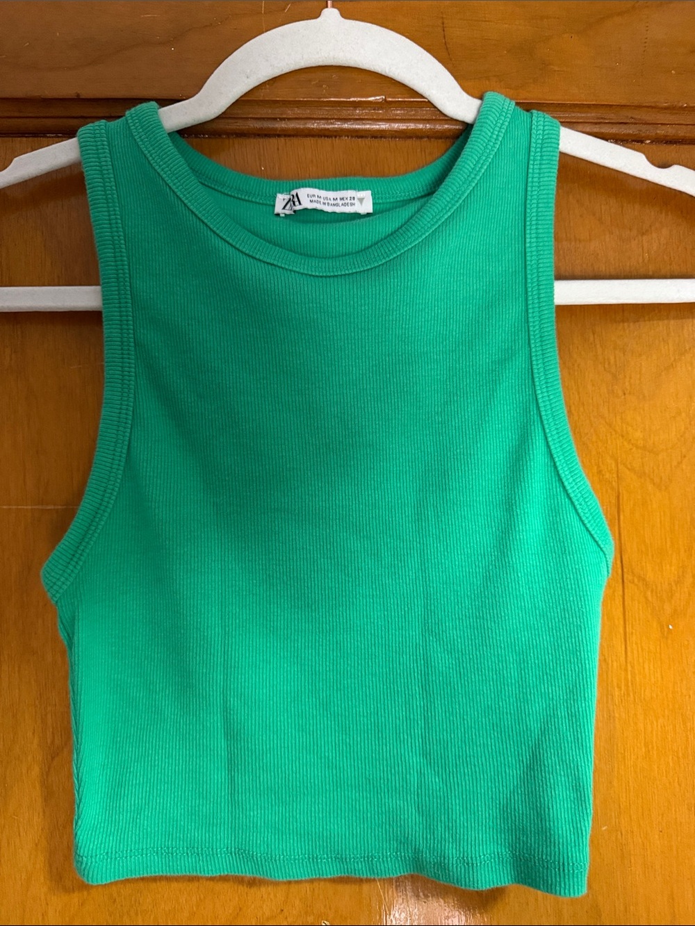 Zara Green Ribbed Crop Tank Top -